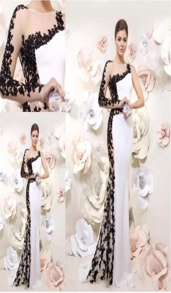 fashion black lace and white one shoulder with long sleeve prom dresses unique designer applique long evening party formal d9965694
fashion black lace and white one shoulder with long sleeve prom dresses unique designer applique long evening party formal d9965694