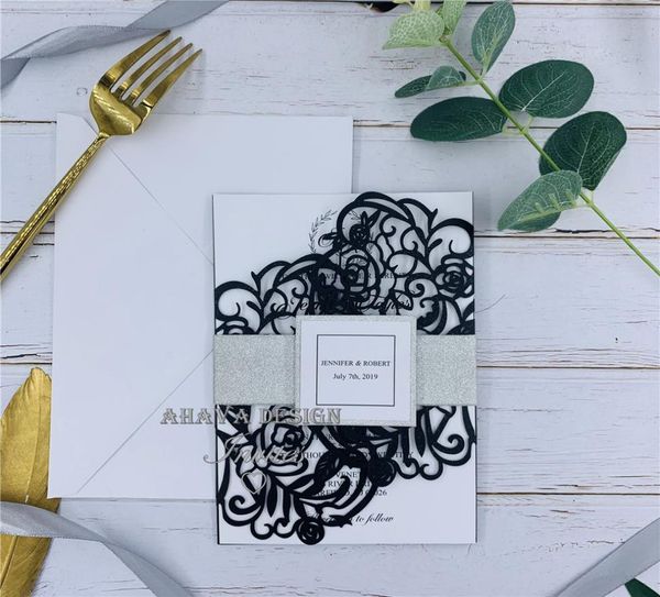 unique black bloom laser cut wedding invitations with glitter silver belly band lace wedding invites design6162411
unique black bloom laser cut wedding invitations with glitter silver belly band lace wedding invites design6162411