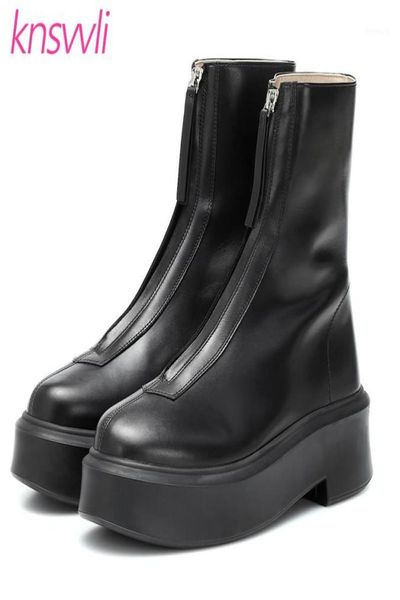 genuine leather thick sole motorcycle boots women front zip round toe winter platform shoes woman black short boots botas mujer18301718
genuine leather thick sole motorcycle boots women front zip round toe winter platform shoes woman black short boots botas mujer18301718