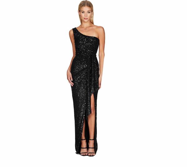 2023 new women's single shoulder sling sequin evening dresses long women party prom evening dress vestidos, White;black
2023 new women's single shoulder sling sequin evening dresses long women party prom evening dress vestidos, White;black