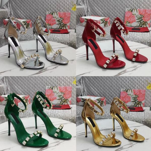 famous summer 23s/s brand polished calfskin sandals shoes women patent leather rhinestones studs party wedding dress lady high heels box dus, Black
famous summer 23s/s brand polished calfskin sandals shoes women patent leather rhinestones studs party wedding dress lady high heels box dus, Black