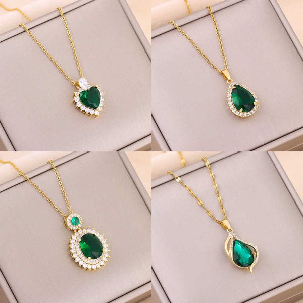 pendant necklaces new in fashion green zircon crystal pendant stainless steel necklaces for women trendy retro style female clavicle chain j, Silver
pendant necklaces new in fashion green zircon crystal pendant stainless steel necklaces for women trendy retro style female clavicle chain j, Silver