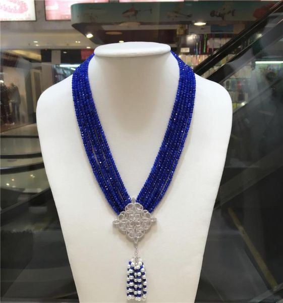 hand knotted natural 2x4mm blue stone multilayer white freshwater pearl zircon micro inlay accessories tassel necklace long 4550c9456174, Silver
hand knotted natural 2x4mm blue stone multilayer white freshwater pearl zircon micro inlay accessories tassel necklace long 4550c9456174, Silver