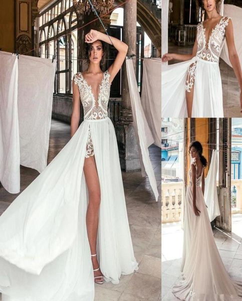 2020 new deep v neck beach wedding dresses side high slit lace appliqued illusion bodice sweep train bohomian wedding bridal 8558462, White
2020 new deep v neck beach wedding dresses side high slit lace appliqued illusion bodice sweep train bohomian wedding bridal 8558462, White