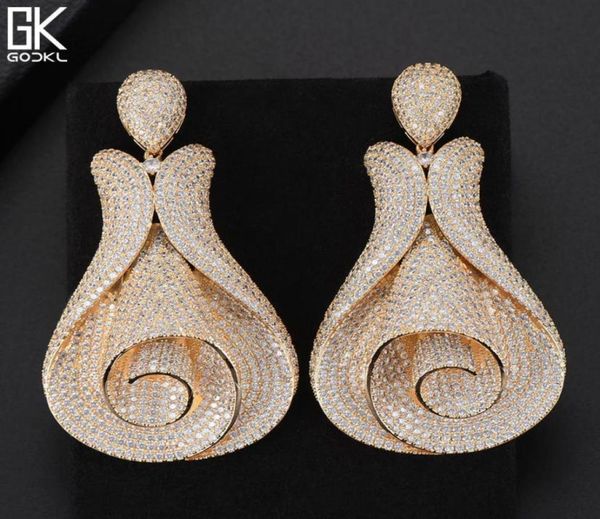 godki luxury flower statement big dangle earring for women wedding cubic zircon cz indian gold bridal earrings fashion jewelry j191240503, Golden;silver
godki luxury flower statement big dangle earring for women wedding cubic zircon cz indian gold bridal earrings fashion jewelry j191240503, Golden;silver
