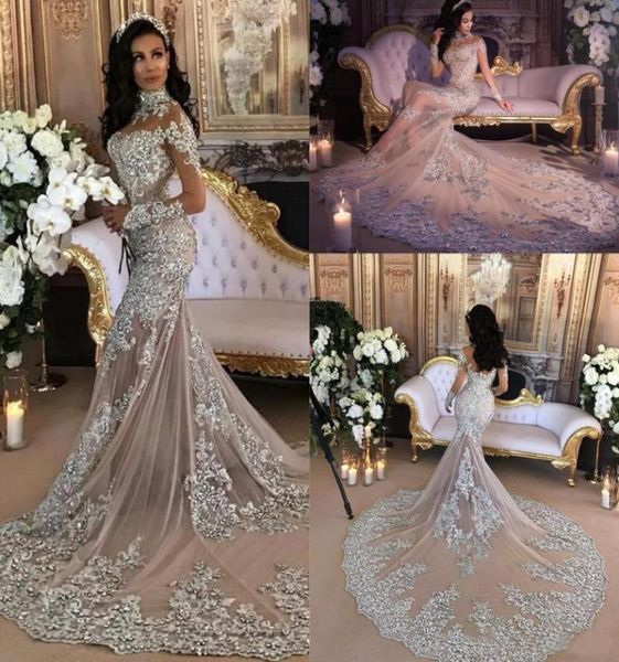 luxury sparkly 2022 mermaid wedding dress sheer bling beads lace applique high neck illusion long sleeve champagne trumpet br2647762, White
luxury sparkly 2022 mermaid wedding dress sheer bling beads lace applique high neck illusion long sleeve champagne trumpet br2647762, White