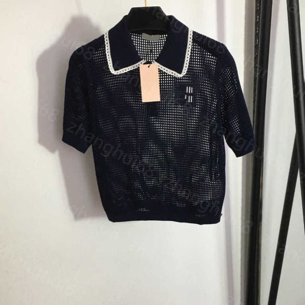 23ss womens designer clothing womens knits letter-hollowed out lapel short-sleeved sweater womens clothes a1, White
23ss womens designer clothing womens knits letter-hollowed out lapel short-sleeved sweater womens clothes a1, White