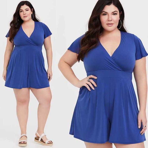 low cut diagonal v-neck sweet lotus leaf sleeve jumpsuit pants look slimmer, european and american chubby sister mm large women's summe, Black
low cut diagonal v-neck sweet lotus leaf sleeve jumpsuit pants look slimmer, european and american chubby sister mm large women's summe, Black