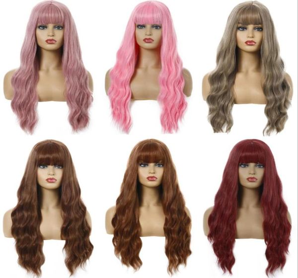 26 inches synthetic wig with bangs long wave simulation human hair soft silky wigs for women wig3471427669, Black
26 inches synthetic wig with bangs long wave simulation human hair soft silky wigs for women wig3471427669, Black