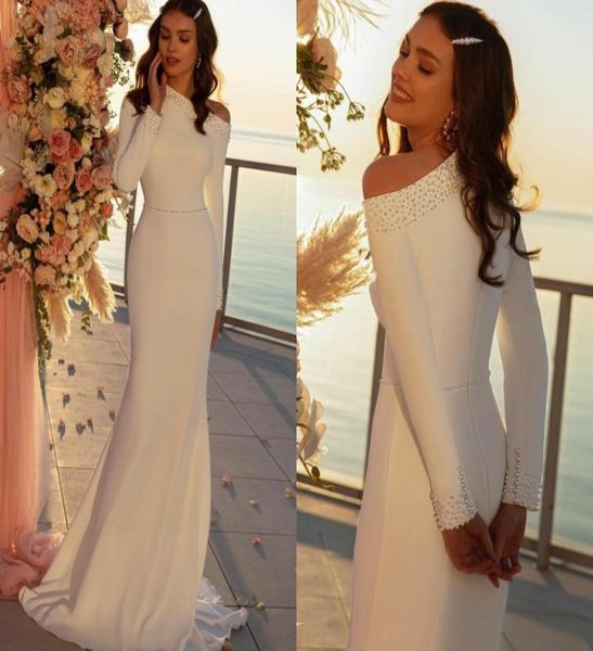 elegant mermaid wedding dresses pearls one shoulder pleats long sleeves zipper back floor length bridal gowns custom made1418510, White
elegant mermaid wedding dresses pearls one shoulder pleats long sleeves zipper back floor length bridal gowns custom made1418510, White