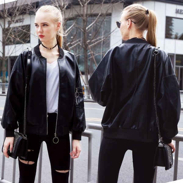 2023 autumn new loose casual boy friend style baseball leather coat asian handsome locomotive trend leather suede jacket lady, Black
2023 autumn new loose casual boy friend style baseball leather coat asian handsome locomotive trend leather suede jacket lady, Black