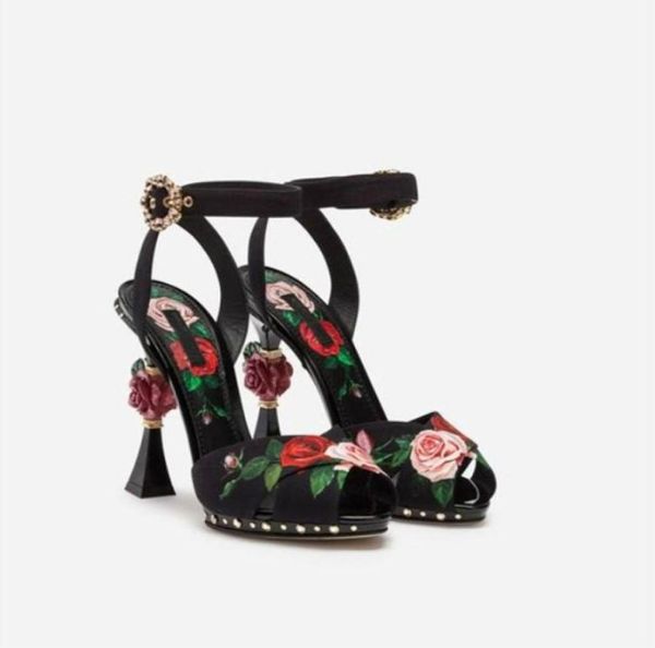 spring collection printed rose high heels floral sandals with pink sculptural heel black charmeuse women pumps1215923
spring collection printed rose high heels floral sandals with pink sculptural heel black charmeuse women pumps1215923