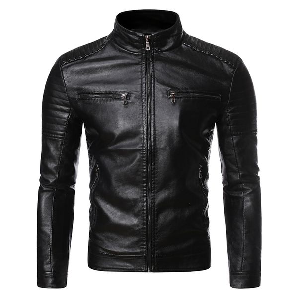 autumn fashion mens contrast color plus size stand collar zipper biker leather jacket, Black;brown
autumn fashion mens contrast color plus size stand collar zipper biker leather jacket, Black;brown