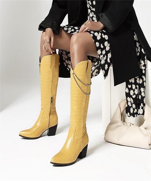 boots ymechic fashion yellow white black embossed pu leather western cowboy block high heel long knee ladies shoes winter2316162
boots ymechic fashion yellow white black embossed pu leather western cowboy block high heel long knee ladies shoes winter2316162