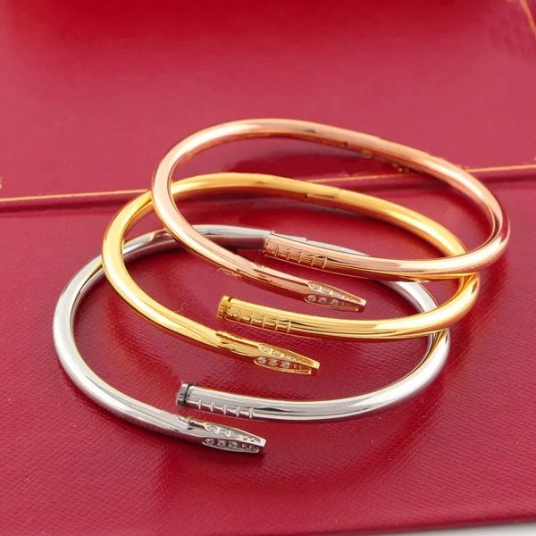 

nail bracelet gold bangle for women men stainless steel cuff bangles open nails in hands christmas gifts for girls accessories wholesale des, White