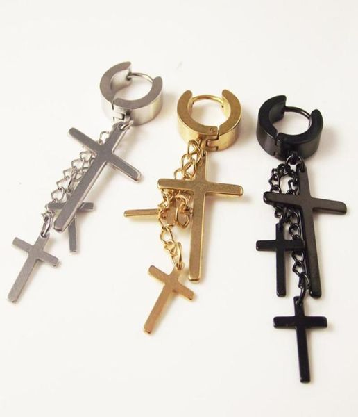1 piece punk stainless steel stud earring men cross earring fashion tassels crosses body piercing jewelry black16440796, Golden;silver 
1 piece punk stainless steel stud earring men cross earring fashion tassels crosses body piercing jewelry black16440796, Golden;silver