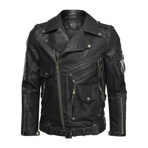 autumn street men black lapel neck multi pocket zipper punk biker leather jacket, Black;brown
autumn street men black lapel neck multi pocket zipper punk biker leather jacket, Black;brown