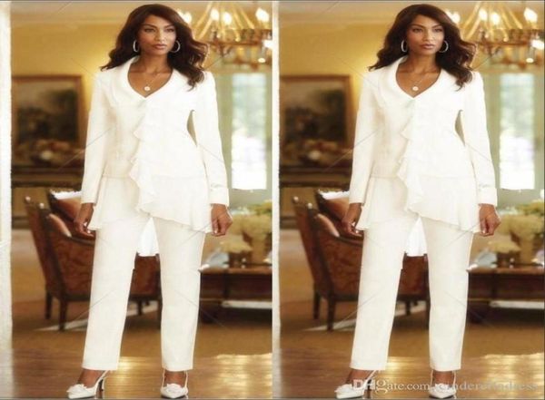 three pieces white ivory 2019 sheath elegant mothers pants trousers suits custom made ruffles chiffon mother of the bride gowns lo8023620, Black;red
three pieces white ivory 2019 sheath elegant mothers pants trousers suits custom made ruffles chiffon mother of the bride gowns lo8023620, Black;red