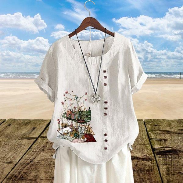 t-shirt new fashion ladies summer flower pattern print tshirt round neck plus size elegant loose casual cotton linen short sleeve top, White
t-shirt new fashion ladies summer flower pattern print tshirt round neck plus size elegant loose casual cotton linen short sleeve top, White