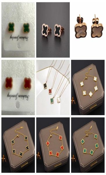 luxury women style four leaf clover stud earring rose gold stainless steel necklace bracelet9902363, Golden;silver
luxury women style four leaf clover stud earring rose gold stainless steel necklace bracelet9902363, Golden;silver