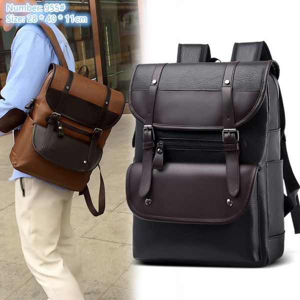 Sales factory men shoulder bags light and wear-resistant soft leather computer bag simple belt decoration leisure backpack contrast color student backpacks 955#, Gold
Sales factory men shoulder bags light and wear-resistant soft leather computer bag simple belt decoration leisure backpack contrast color student backpacks 955#, Gold