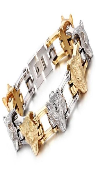 punk rock multicolor gold silver wolf head design bicycle biker motorcycle bracelet men 316l stainless steel bracelet bangles male2929136, Golden;silver
punk rock multicolor gold silver wolf head design bicycle biker motorcycle bracelet men 316l stainless steel bracelet bangles male2929136, Golden;silver