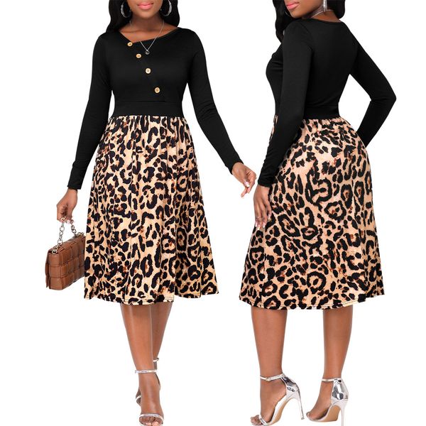 hisimple new european and american ladies dress long-sleeved black leopard print casual women's long skirt spring and autumn printed sk, Black;gray
hisimple new european and american ladies dress long-sleeved black leopard print casual women's long skirt spring and autumn printed sk, Black;gray