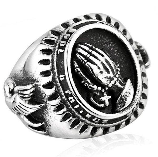 men fashion vintage 316l stainless steel blessed virgin mary pray hand religious ring lucky power the praying hands rings silver 1960096
men fashion vintage 316l stainless steel blessed virgin mary pray hand religious ring lucky power the praying hands rings silver 1960096