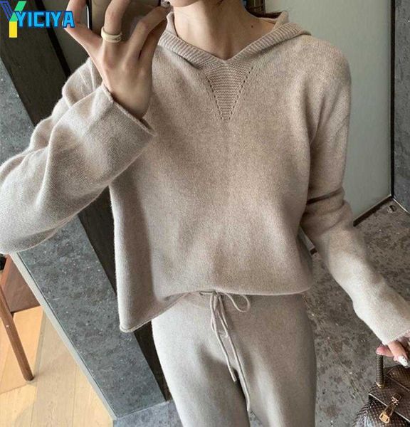yiciya jxmyy spring autumn knit sweater hooded women tracksuit long sleeve cashmere pullovers elastic pants suit sporting set, Gray
yiciya jxmyy spring autumn knit sweater hooded women tracksuit long sleeve cashmere pullovers elastic pants suit sporting set, Gray