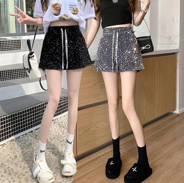 fashion super ins sequin shorts female summer high waist showing thin draw rope wide leg pants loose casual pants, White;black
fashion super ins sequin shorts female summer high waist showing thin draw rope wide leg pants loose casual pants, White;black