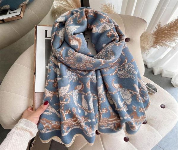 

scarves winter women scarf pashmina warm autumn shawl wrap fashion tassels cashmere print thick blanket female foulard17540962, Blue;gray