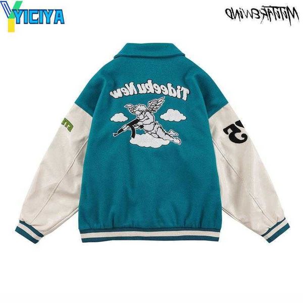 yiciya men's jackets men baseball bomber jacket angel embroidery pu sleeve streetwear autumn patchwork harajuku loose casual couple, Black;brown
yiciya men's jackets men baseball bomber jacket angel embroidery pu sleeve streetwear autumn patchwork harajuku loose casual couple, Black;brown