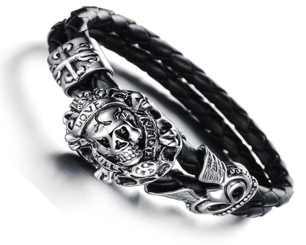 european fashion punk skull night club stainless steel genuine cowhide leather bracelet wristband men jewellery present gift6753004, Golden;silver
european fashion punk skull night club stainless steel genuine cowhide leather bracelet wristband men jewellery present gift6753004, Golden;silver