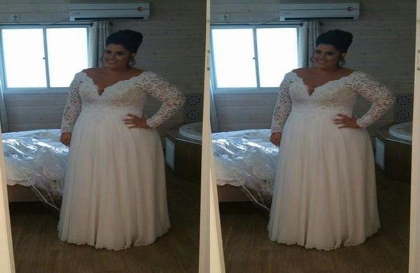 plus size wedding dresses with long sleeves lace deep vneck chiffon long bridal gowns vestido de novia wedding dress beach summer6406305, White
plus size wedding dresses with long sleeves lace deep vneck chiffon long bridal gowns vestido de novia wedding dress beach summer6406305, White