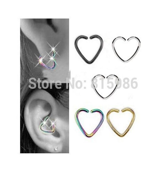 40pcslot mix 4 colors stainless steel heart shape septum piercing nose hoop daith helix cartilage lip labret piercing ring9296407, Silver
40pcslot mix 4 colors stainless steel heart shape septum piercing nose hoop daith helix cartilage lip labret piercing ring9296407, Silver