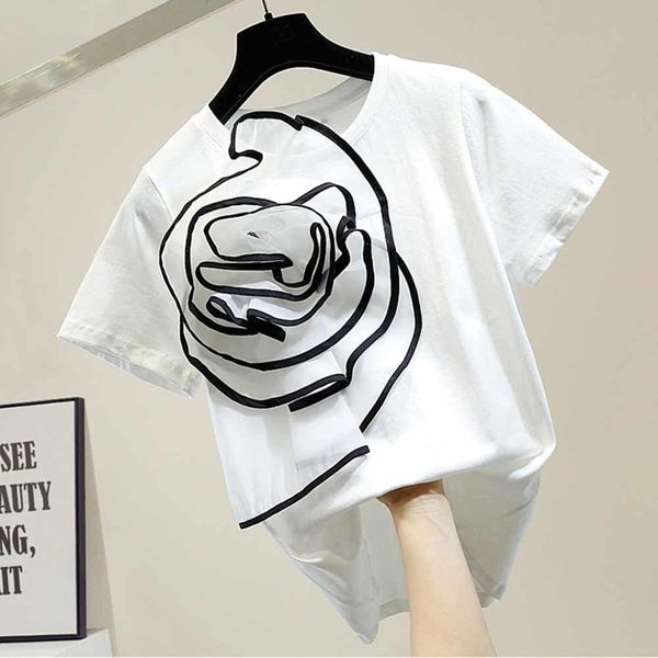 t-shirt new threedimensional large flowers decoration short sleeve tshirt female 2022 summer fashion floral t shirt ladies, White
t-shirt new threedimensional large flowers decoration short sleeve tshirt female 2022 summer fashion floral t shirt ladies, White