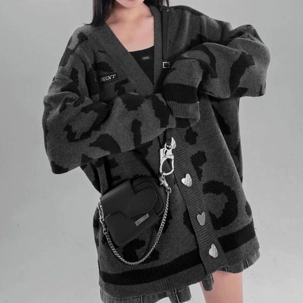 sweaters deeptown gothic korean style leopard print grey oversize sweater cardigan women punk streetwear harajuku jumper female, White;black
sweaters deeptown gothic korean style leopard print grey oversize sweater cardigan women punk streetwear harajuku jumper female, White;black