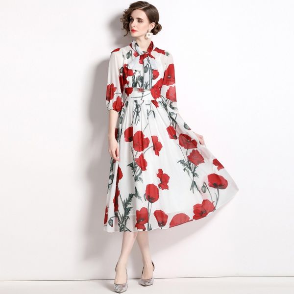 2023 new summer european station fashion women's large sleeve mid sleeve tie print chiffon dress e017, Black;gray
2023 new summer european station fashion women's large sleeve mid sleeve tie print chiffon dress e017, Black;gray