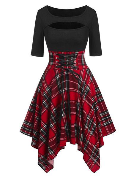dresses vintage cutout lace up plaid handkerchief dress hanky hem lacing new fashion women's 2023 hypotenuse design dresses for spring, Black;gray
dresses vintage cutout lace up plaid handkerchief dress hanky hem lacing new fashion women's 2023 hypotenuse design dresses for spring, Black;gray