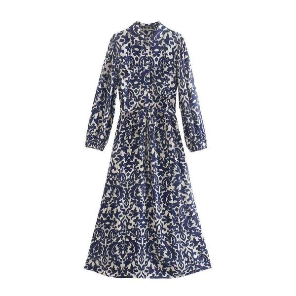 spring new women's style standing neck printed midi long sleeve waist tie up dress, Black;gray
spring new women's style standing neck printed midi long sleeve waist tie up dress, Black;gray