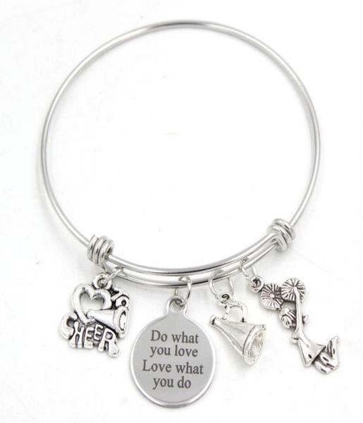 new arrival i love cheering megaphone bracelets fashion stainless steel bangle expandable wire bangle jewelry cheerleader bracelet3297157, Golden;silver
new arrival i love cheering megaphone bracelets fashion stainless steel bangle expandable wire bangle jewelry cheerleader bracelet3297157, Golden;silver