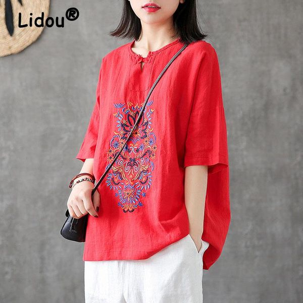 t-shirt vintage oneck embroidery pullovers for women casual mangas cortas 2022 half sleeve cotton loose casual doll shirt wild blouse, White
t-shirt vintage oneck embroidery pullovers for women casual mangas cortas 2022 half sleeve cotton loose casual doll shirt wild blouse, White