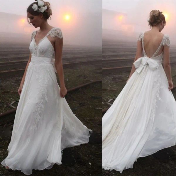 2023 boho wedding dresses bridal gown lace applique satin tulle v neck back sweep train bow custom made plus size garden country vestidos de, White
2023 boho wedding dresses bridal gown lace applique satin tulle v neck back sweep train bow custom made plus size garden country vestidos de, White