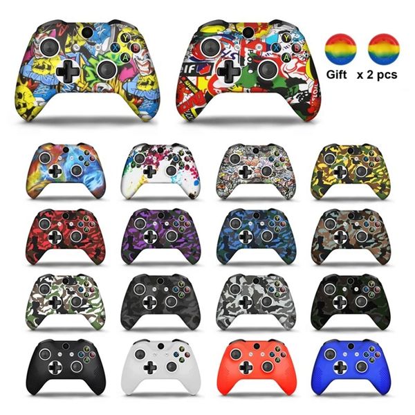 Image of Soft Silicone Case For Xbox One Slim Joystick Protective Controller Skin For XBox One X S Camouflage Thumb Cover Grips Caps-4