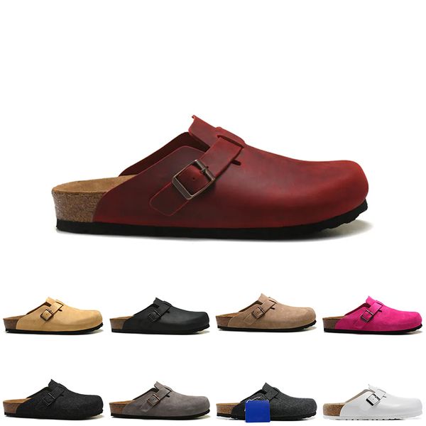 2023 outdoor autumn spring boston clogs sandals oiled leather bag head pull suede cork sliders fashion platform luxury famous designer women, Black
2023 outdoor autumn spring boston clogs sandals oiled leather bag head pull suede cork sliders fashion platform luxury famous designer women, Black