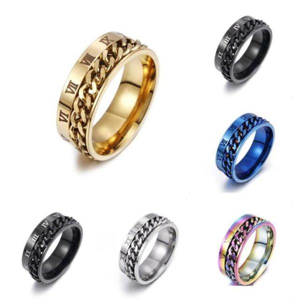personality roman numeral titanium ring rotating chain ring cable chain stainless steel rings finger tide for men fashion jewelry 9132151, Silver
personality roman numeral titanium ring rotating chain ring cable chain stainless steel rings finger tide for men fashion jewelry 9132151, Silver