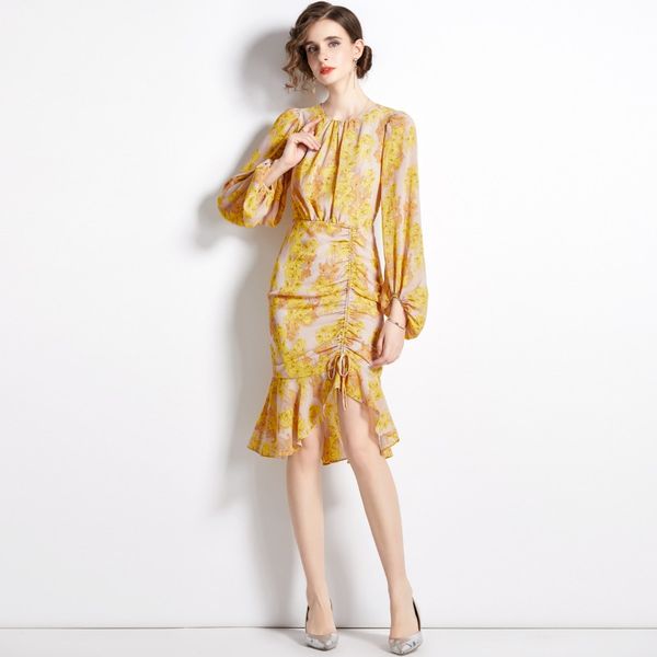2023 new summer european station fashion women's fishtail dress lantern sleeve temperament pleated floral dress, Black;gray
2023 new summer european station fashion women's fishtail dress lantern sleeve temperament pleated floral dress, Black;gray