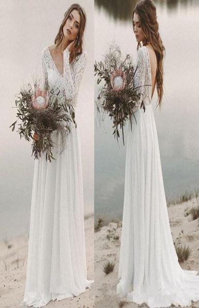 beach country wedding dresses 2020 aline chiffon lace vneck with long sleeves backless draped bridal gown with illusion bodi2642110, White
beach country wedding dresses 2020 aline chiffon lace vneck with long sleeves backless draped bridal gown with illusion bodi2642110, White