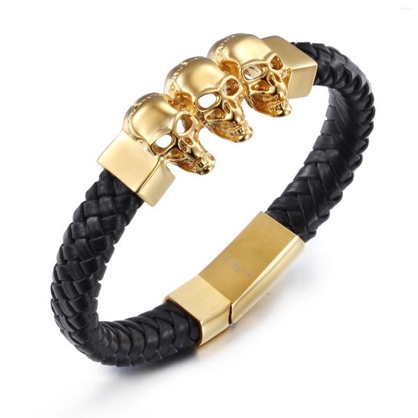 charm bracelets black braid cowhide leather with skull bracelet men fashion wristband, Golden;silver
charm bracelets black braid cowhide leather with skull bracelet men fashion wristband, Golden;silver