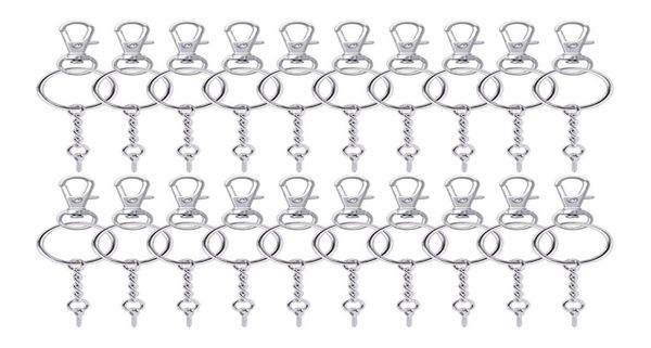 50 pieces metal swivel clasps lanyard snap hook lobster claw clasp and key rings keychain with 11mm screw eye pins6827347, Silver
50 pieces metal swivel clasps lanyard snap hook lobster claw clasp and key rings keychain with 11mm screw eye pins6827347, Silver